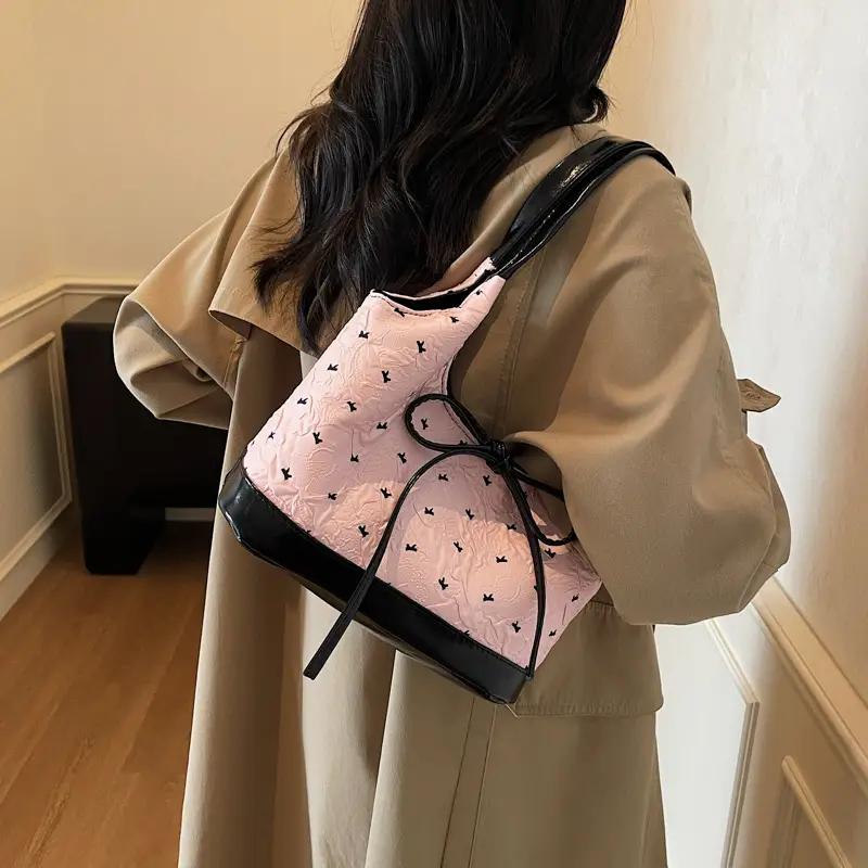 Pink Bow Shoulder Bag for Women Autumn Casual Shopping — feature 23