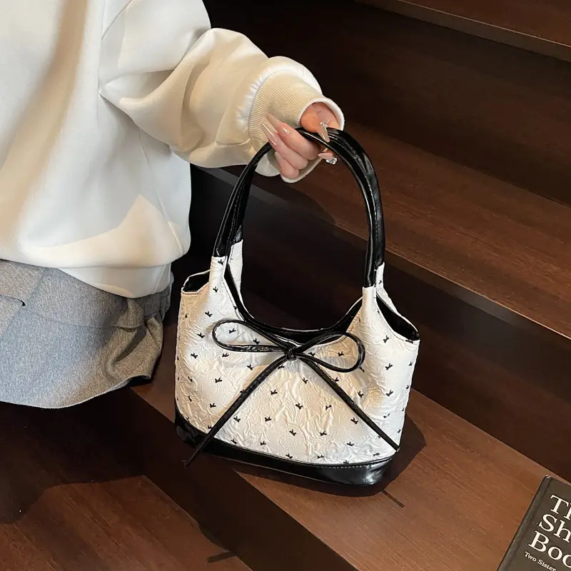 Pink Bow Shoulder Bag for Women Autumn Casual Shopping - Image 3