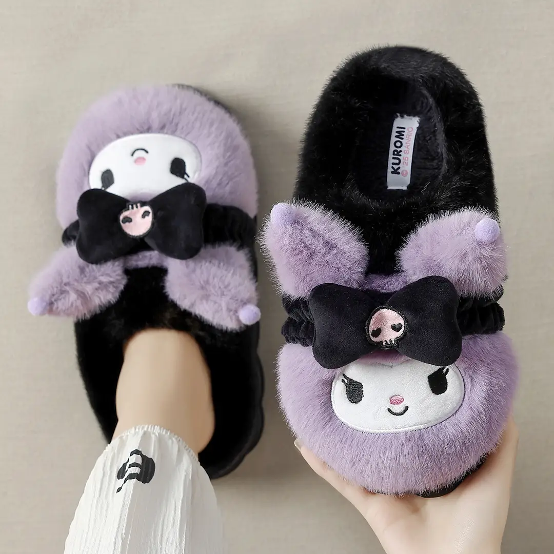 Sanrio Cotton Slippers for Women, Winter Indoor Cartoon Children's Plush Slippers, Thick-Soled, Fleece-Lined, Warm Home Parent-Child Cotton Shoes - Image 6