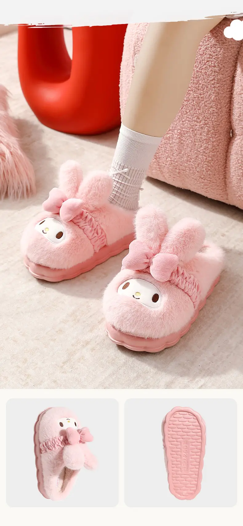 Sanrio Hello Kitty Wool Fleece Slippers for Women Winter — feature 3