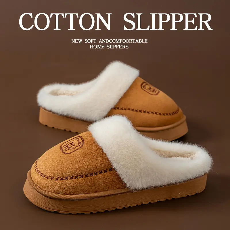 Women Winter Warm Soft Slipper Beige Non-Slip - Image 6