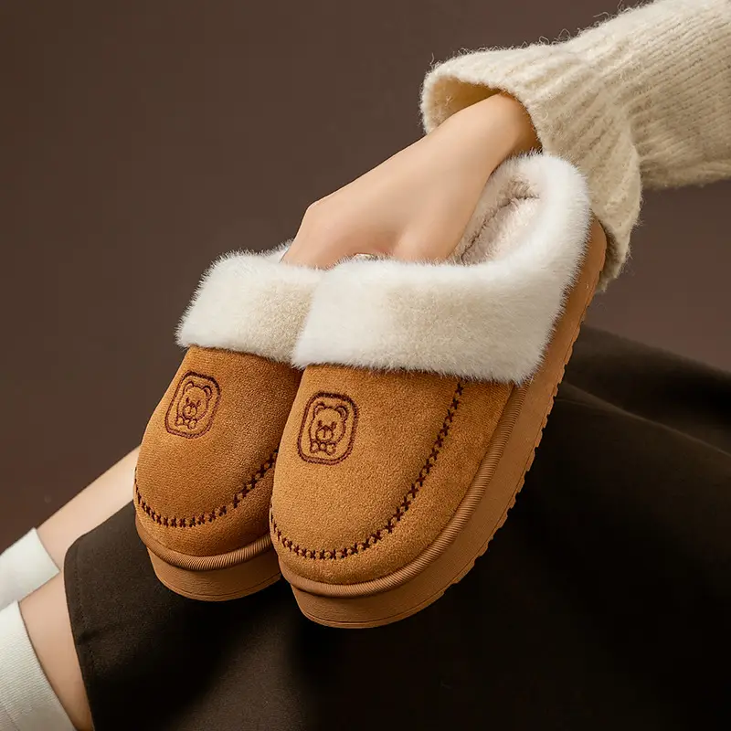 Women Winter Warm Soft Slipper Beige Non-Slip - Image 7
