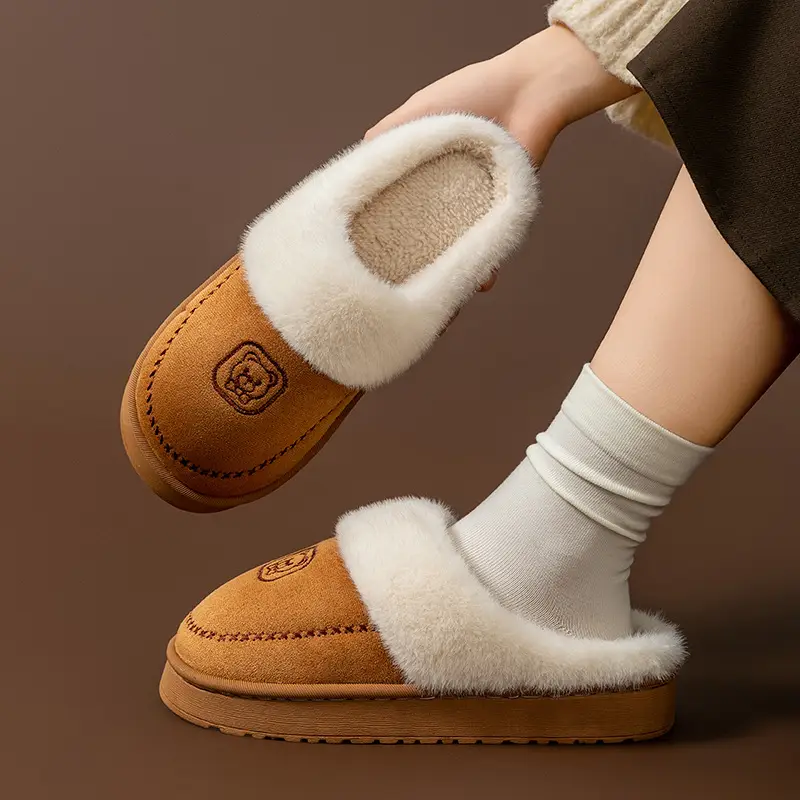 Women Winter Warm Soft Slipper Beige Non-Slip - Image 8
