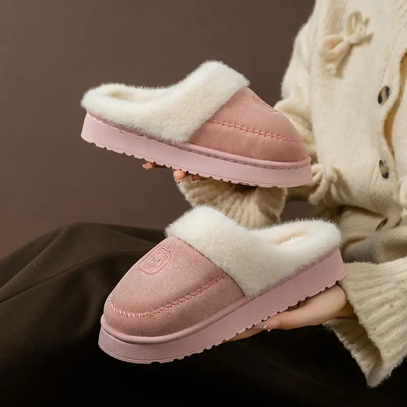 Women Winter Warm Soft Slipper Beige Non-Slip - Image 9
