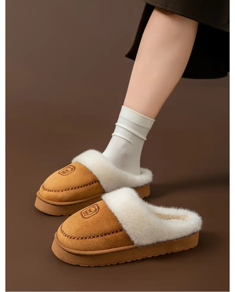 Women Winter Warm Soft Slipper Beige Non-Slip — feature 20