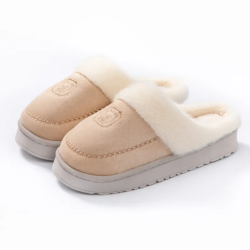 Women Winter Warm Soft Slipper Beige Non-Slip - Image 2