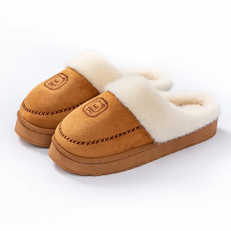 Women Winter Warm Soft Slipper Beige Non-Slip - Image 3