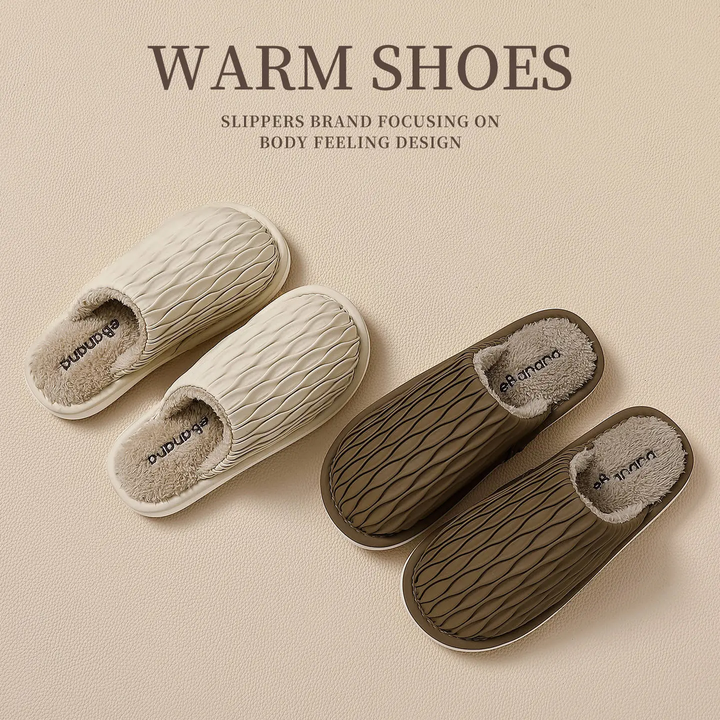 Pink Plush Winter Cotton Slippers for Women