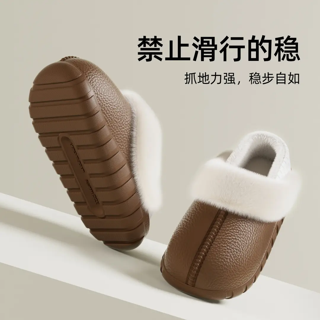 Winter Warm Cotton Slippers with Heel Cover 2025 New Model for Men and Women, Indoor Thickened and Fleece-Lined Non-Slip Furry Slippers - Image 9