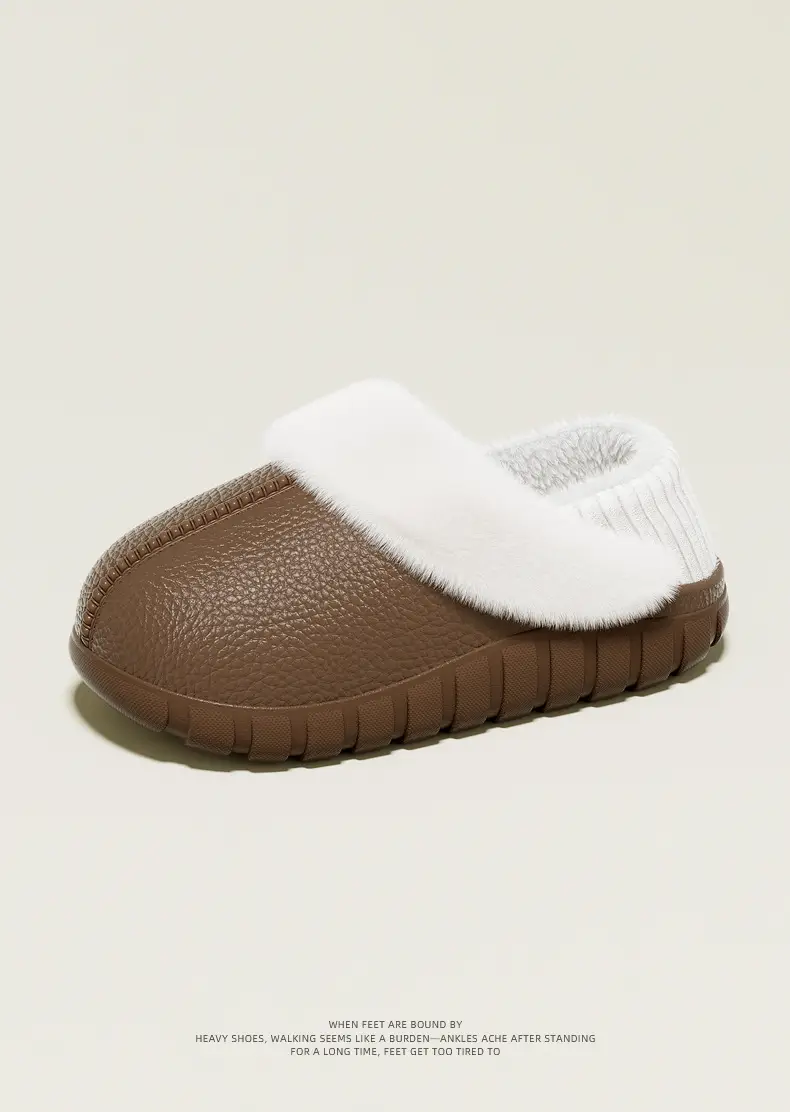 Winter Warm Cotton Slippers with Heel Cover 2025 New Model for Men and Women, Indoor Thickened and Fleece-Lined Non-Slip Furry Slippers — feature 12