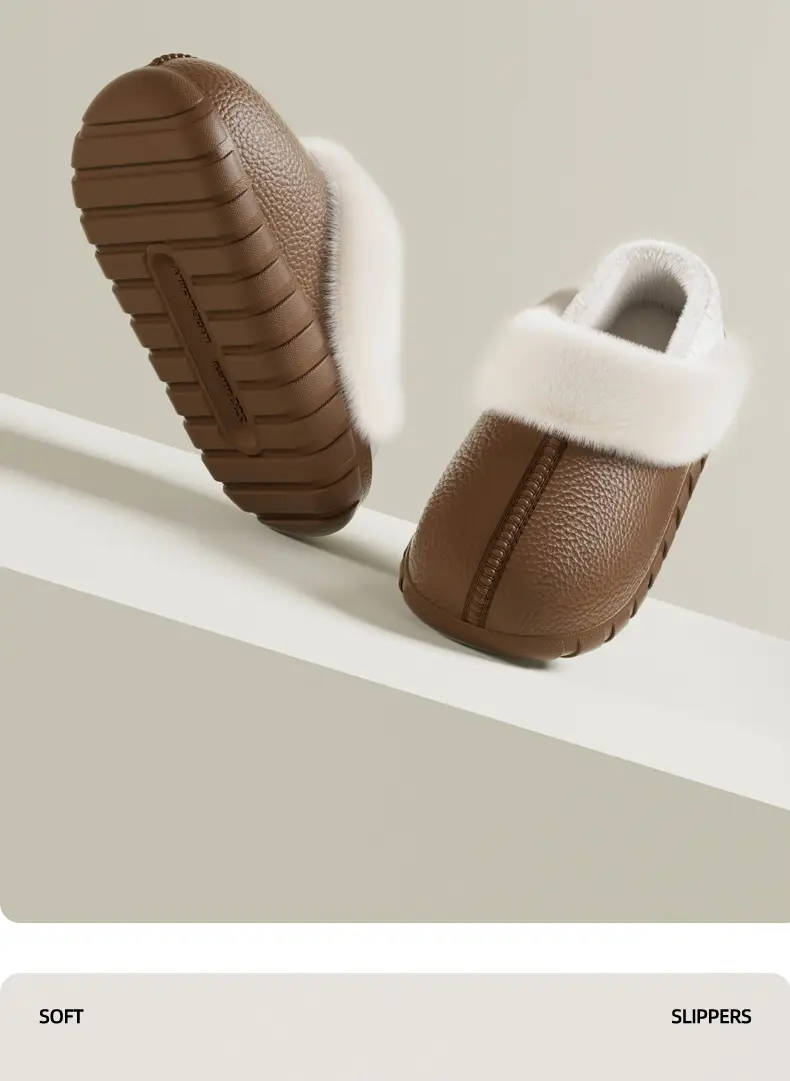 Winter Warm Cotton Slippers with Heel Cover 2025 New Model for Men and Women, Indoor Thickened and Fleece-Lined Non-Slip Furry Slippers — feature 6