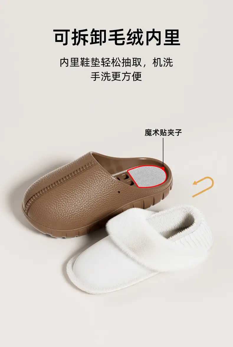 Winter Warm Cotton Slippers with Heel Cover 2025 New Model for Men and Women, Indoor Thickened and Fleece-Lined Non-Slip Furry Slippers — feature 7