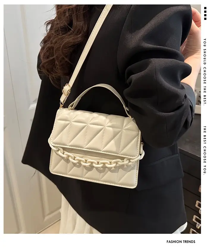Pink Quilted Chain Crossbody Bag for Women — feature 1