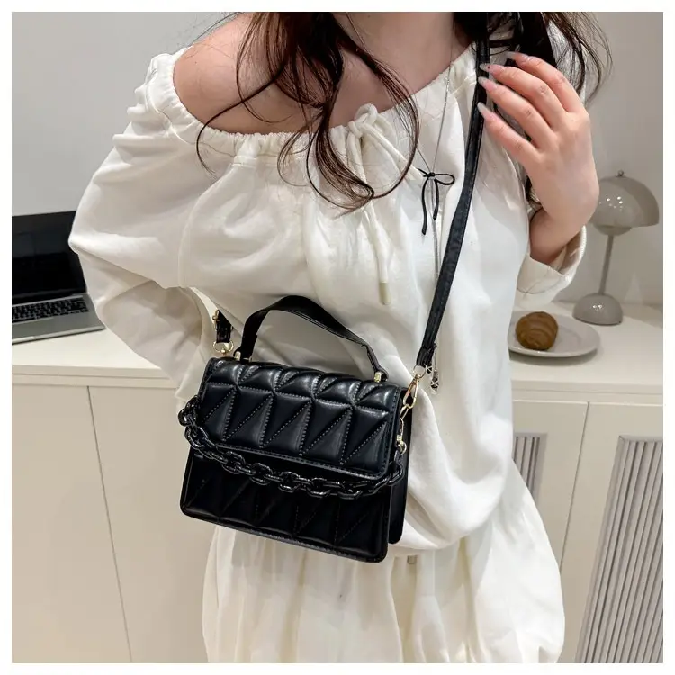 Pink Quilted Chain Crossbody Bag for Women — feature 13