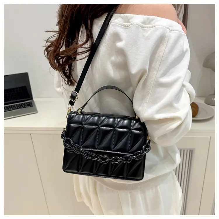 Pink Quilted Chain Crossbody Bag for Women — feature 14