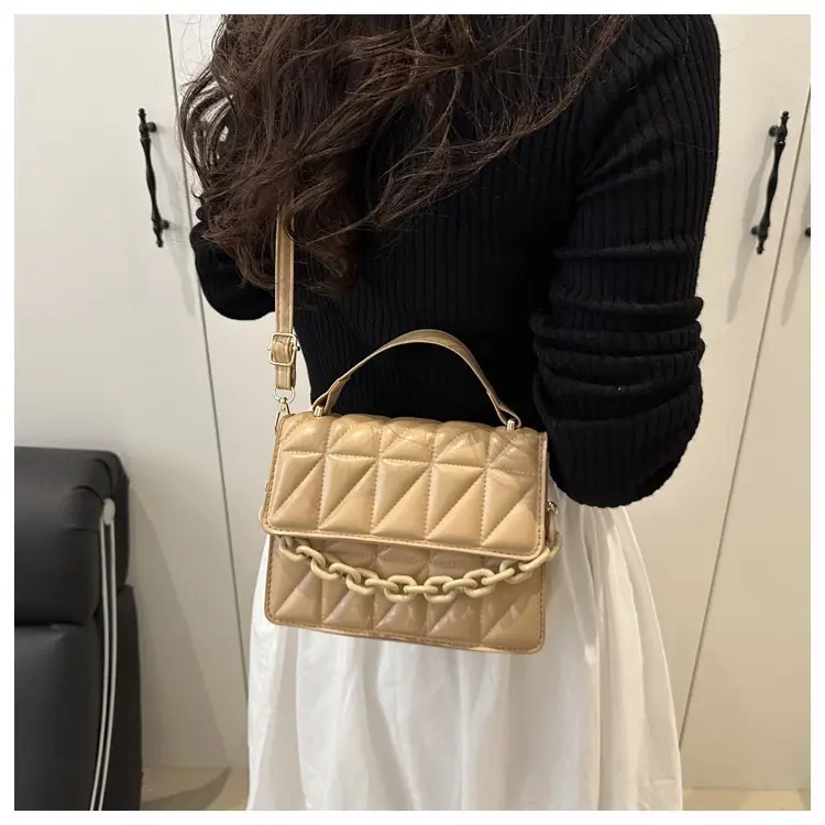 Pink Quilted Chain Crossbody Bag for Women — feature 16