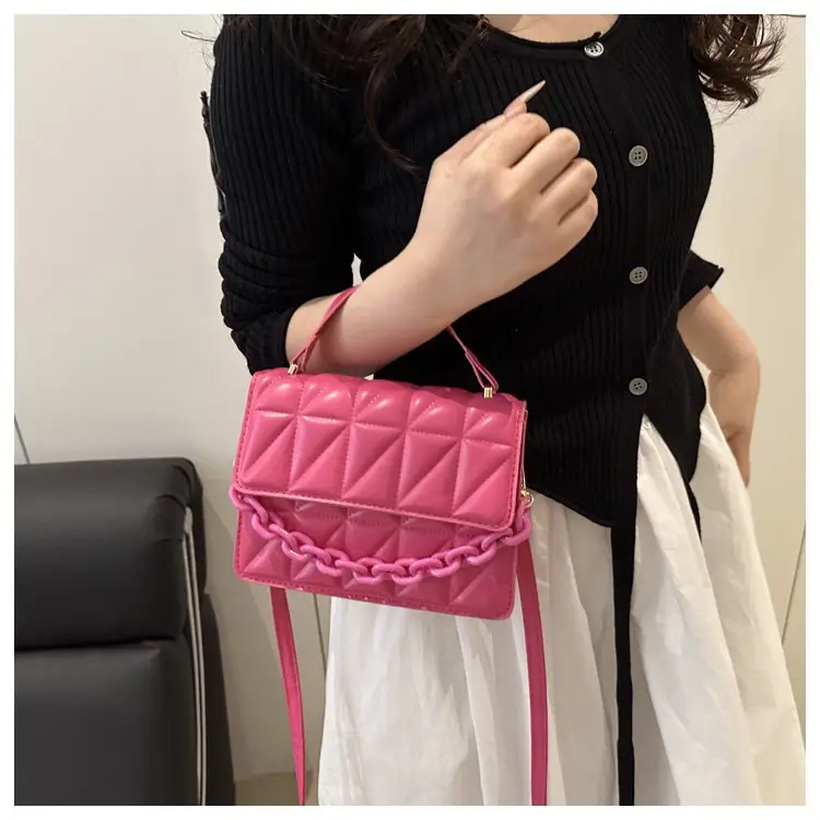 Pink Quilted Chain Crossbody Bag for Women — feature 17