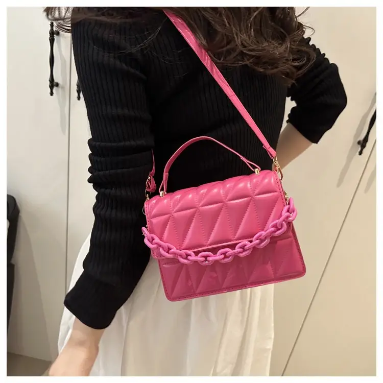 Pink Quilted Chain Crossbody Bag for Women — feature 18