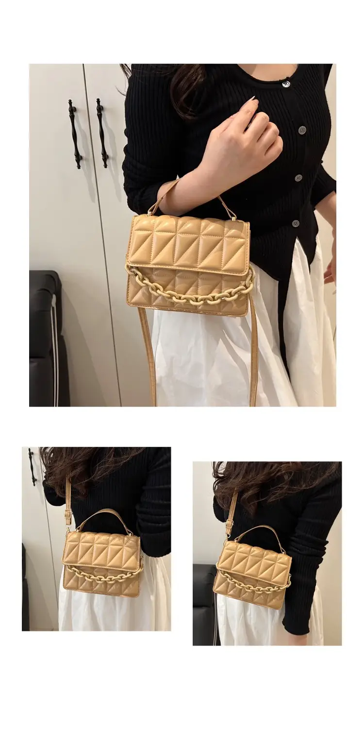 Pink Quilted Chain Crossbody Bag for Women — feature 19