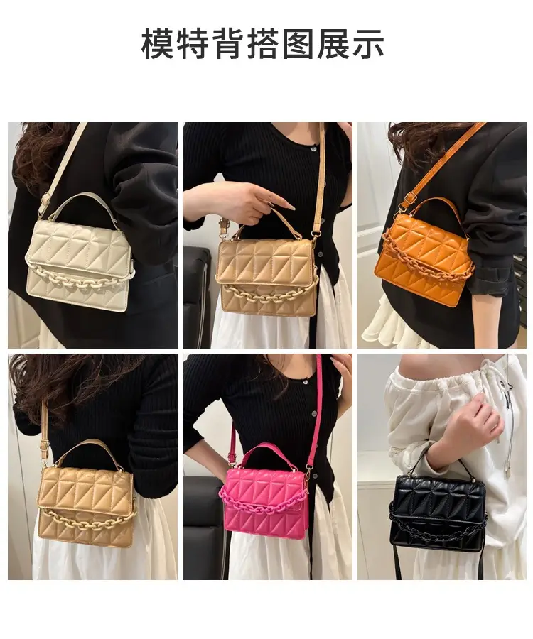 Pink Quilted Chain Crossbody Bag for Women — feature 2