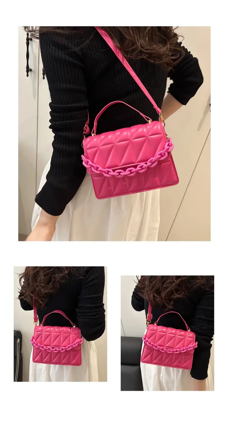 Pink Quilted Chain Crossbody Bag for Women — feature 21