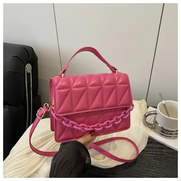 Pink Quilted Chain Crossbody Bag for Women — feature 24
