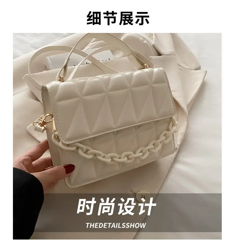 Pink Quilted Chain Crossbody Bag for Women — feature 4