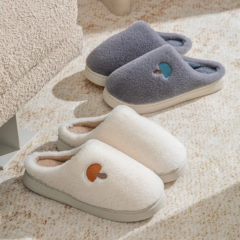 Cotton Slippers for Women in Autumn and Winter Indoor Home Soft-Soled Non-Slip Fleece-Lined Warm Slippers for Couples Cute Mushroom Cotton Slippers for Men - Image 8