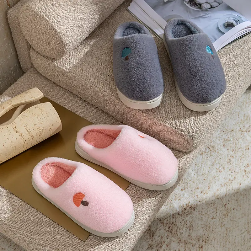 Cotton Slippers for Women in Autumn and Winter Indoor Home Soft-Soled Non-Slip Fleece-Lined Warm Slippers for Couples Cute Mushroom Cotton Slippers for Men - Image 9