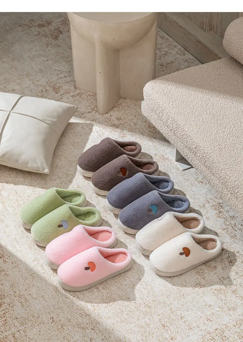 Cotton Slippers for Women in Autumn and Winter Indoor Home Soft-Soled Non-Slip Fleece-Lined Warm Slippers for Couples Cute Mushroom Cotton Slippers for Men — feature 17