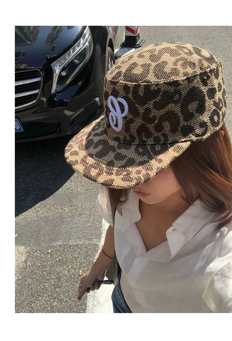 Vintage Leopard Print Flat Cap for Women — feature 11