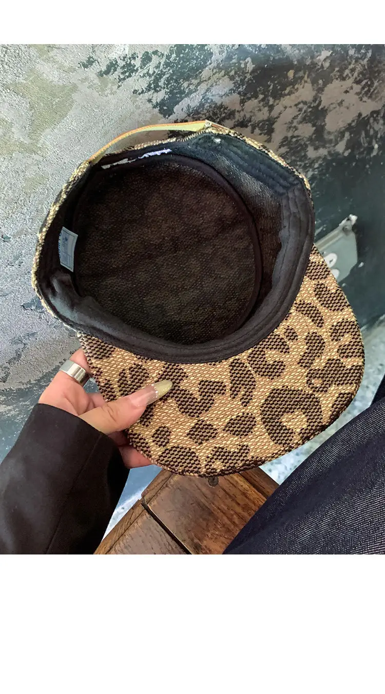 Vintage Leopard Print Flat Cap for Women — feature 14