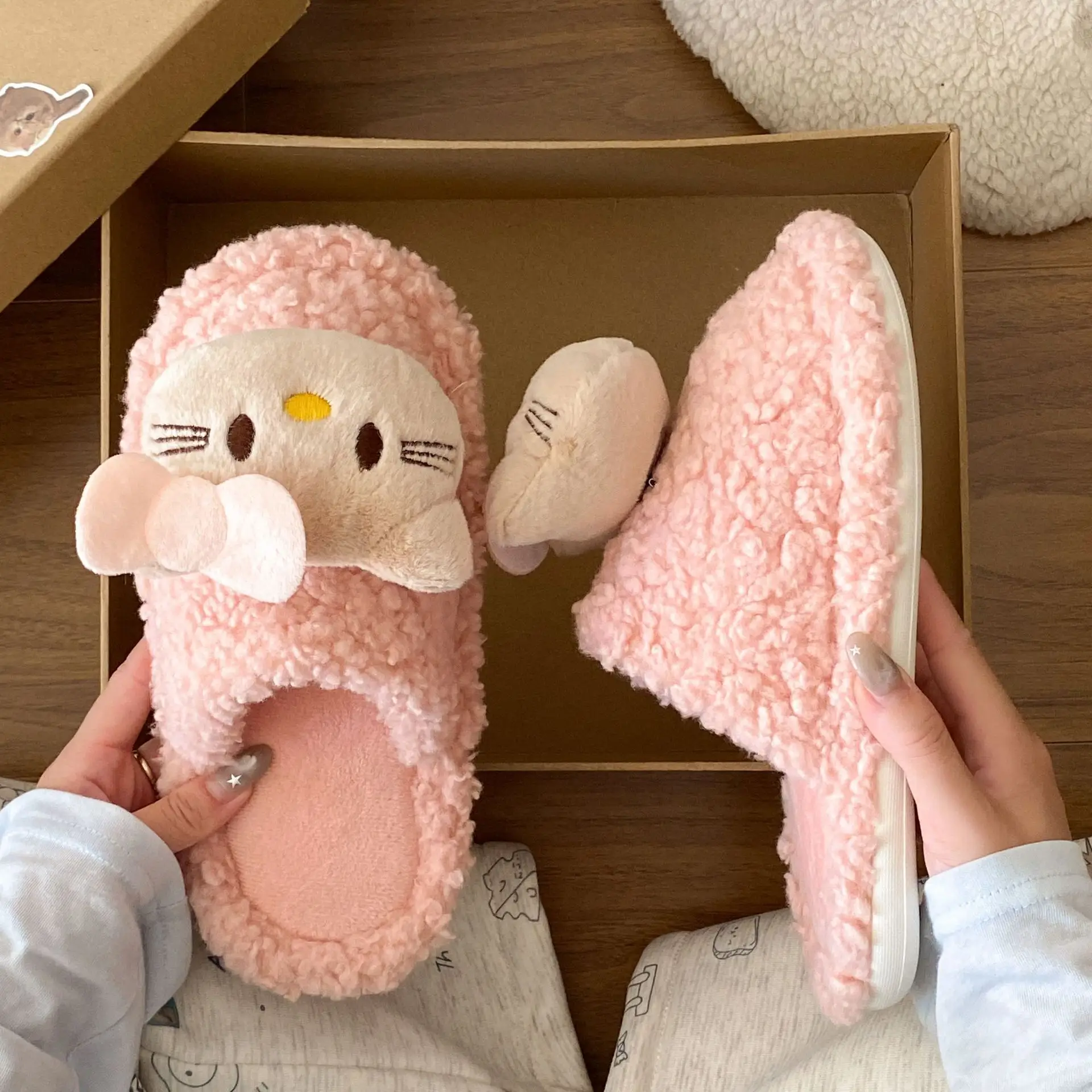 Winter New Style Kitten Wool Slippers Women 2025 - Image 6