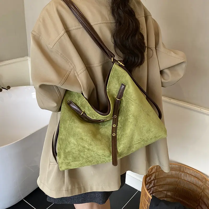 Women Large Capacity Retro Shoulder Bag Brown Leather - Image 6