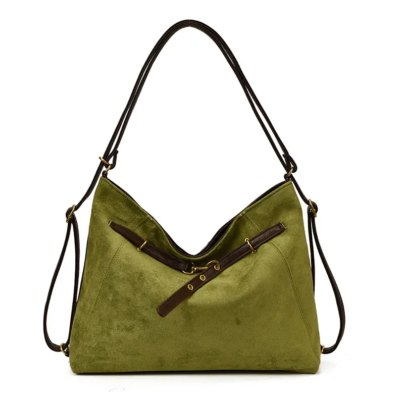 Women Large Capacity Retro Shoulder Bag Brown Leather - Image 2