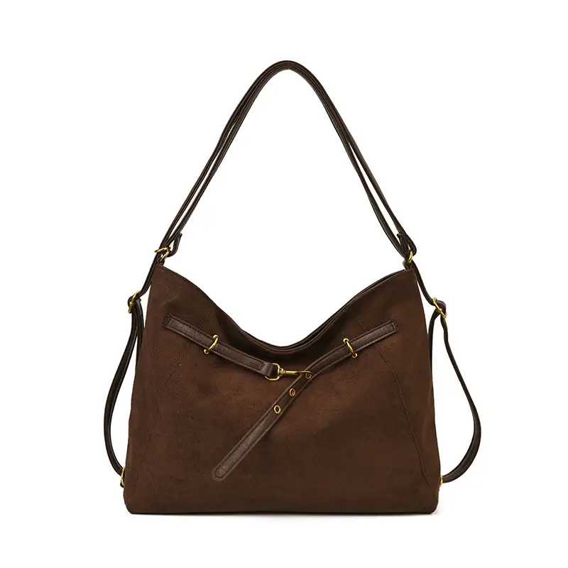 Women Large Capacity Retro Shoulder Bag Brown Leather - Image 4