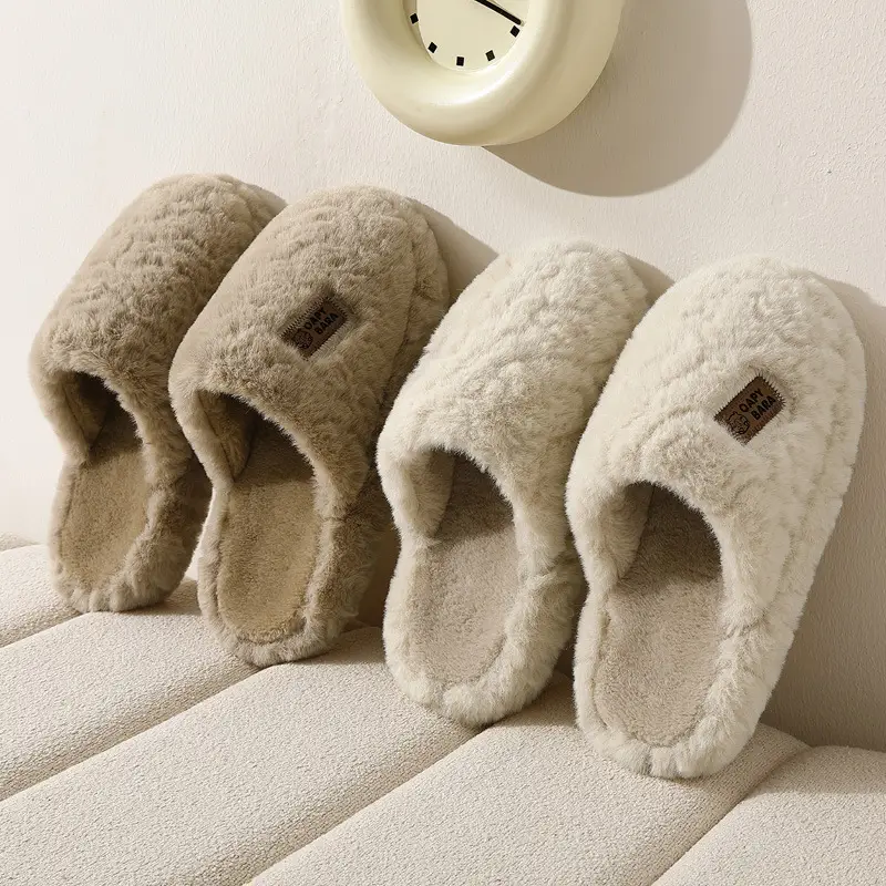 Indoor Cotton Slippers for Women in Winter Thick-Soled High-Bottom Men's Velvet Thickened Plush Warm Furry Slippers for Men Wholesale - Image 7