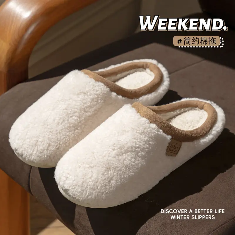 Foreign Trade Plush Cotton Slippers for Women, New Autumn and Winter Models, Indoor Non-Slip Warm Floor Slippers with Plush Lining for Men - Image 4