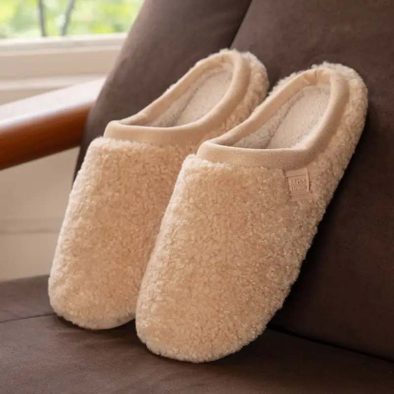 Foreign Trade Plush Cotton Slippers for Women, New Autumn and Winter Models, Indoor Non-Slip Warm Floor Slippers with Plush Lining for Men - Image 2