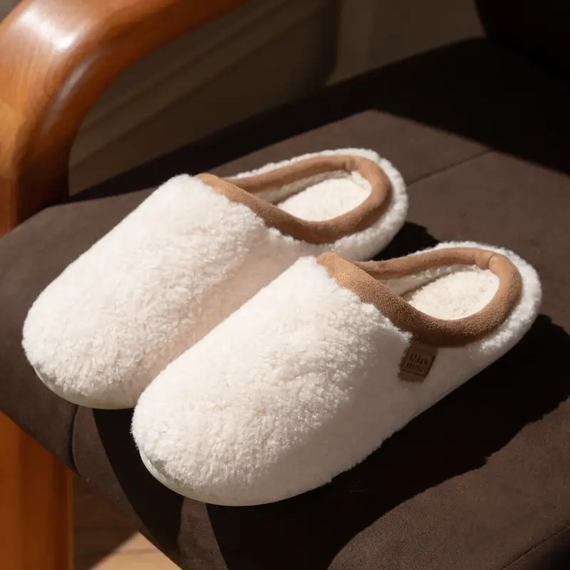 Foreign Trade Plush Cotton Slippers for Women, New Autumn and Winter Models, Indoor Non-Slip Warm Floor Slippers with Plush Lining for Men - Image 3