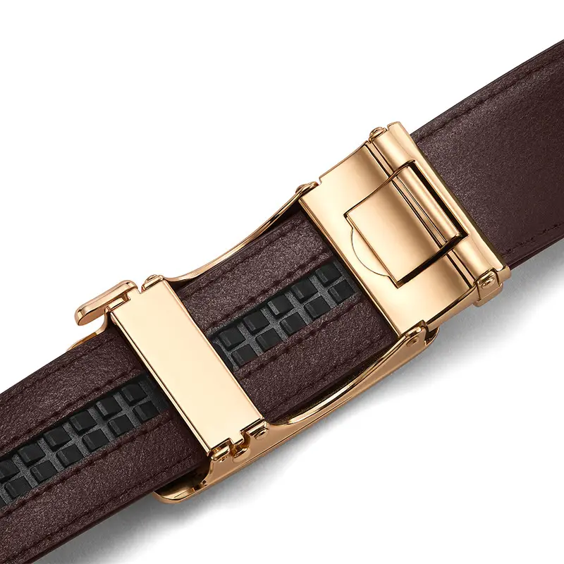 Brown Genuine Leather Belt with Black Buckle