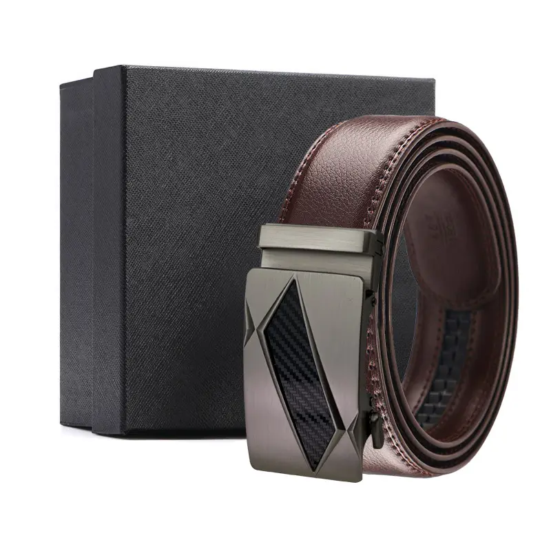 Brown Genuine Leather Belt with Black Buckle
