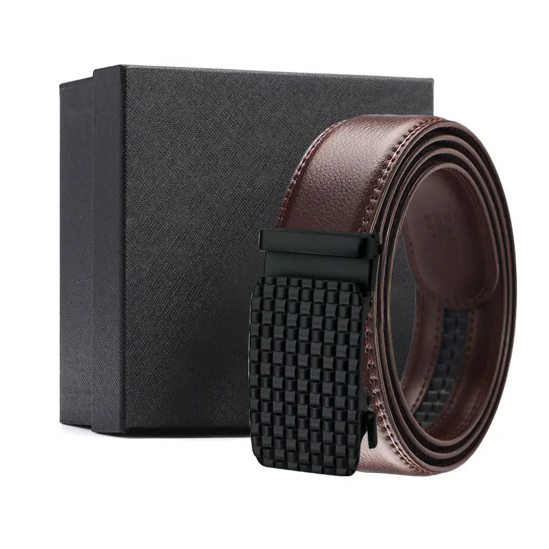 Brown Genuine Leather Belt with Black Buckle