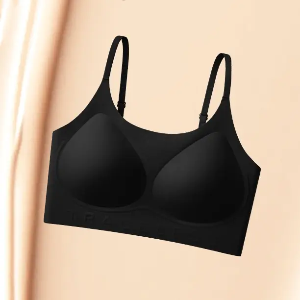 Cross-Border Invisible Liquid Foundation Soft Support Underwear Natural Latex Cup Antibacterial Breast-Retracting Bra Soft and Not Easy to Deform
