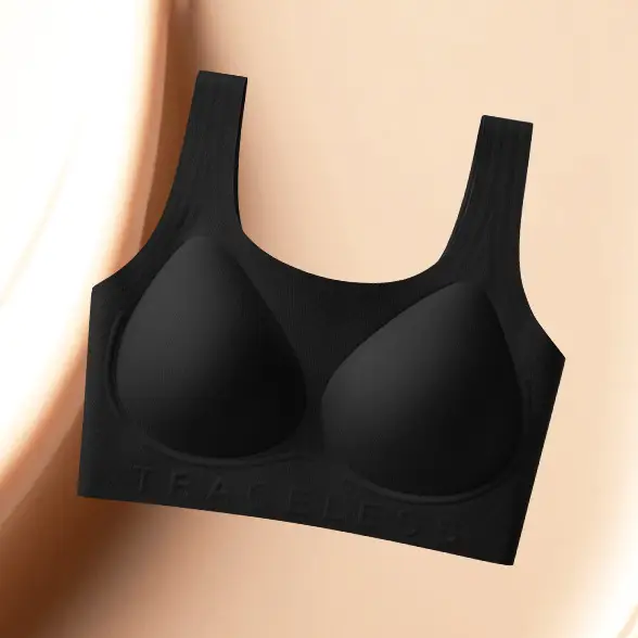 Cross-Border Invisible Liquid Foundation Soft Support Underwear Natural Latex Cup Antibacterial Breast-Retracting Bra Soft and Not Easy to Deform