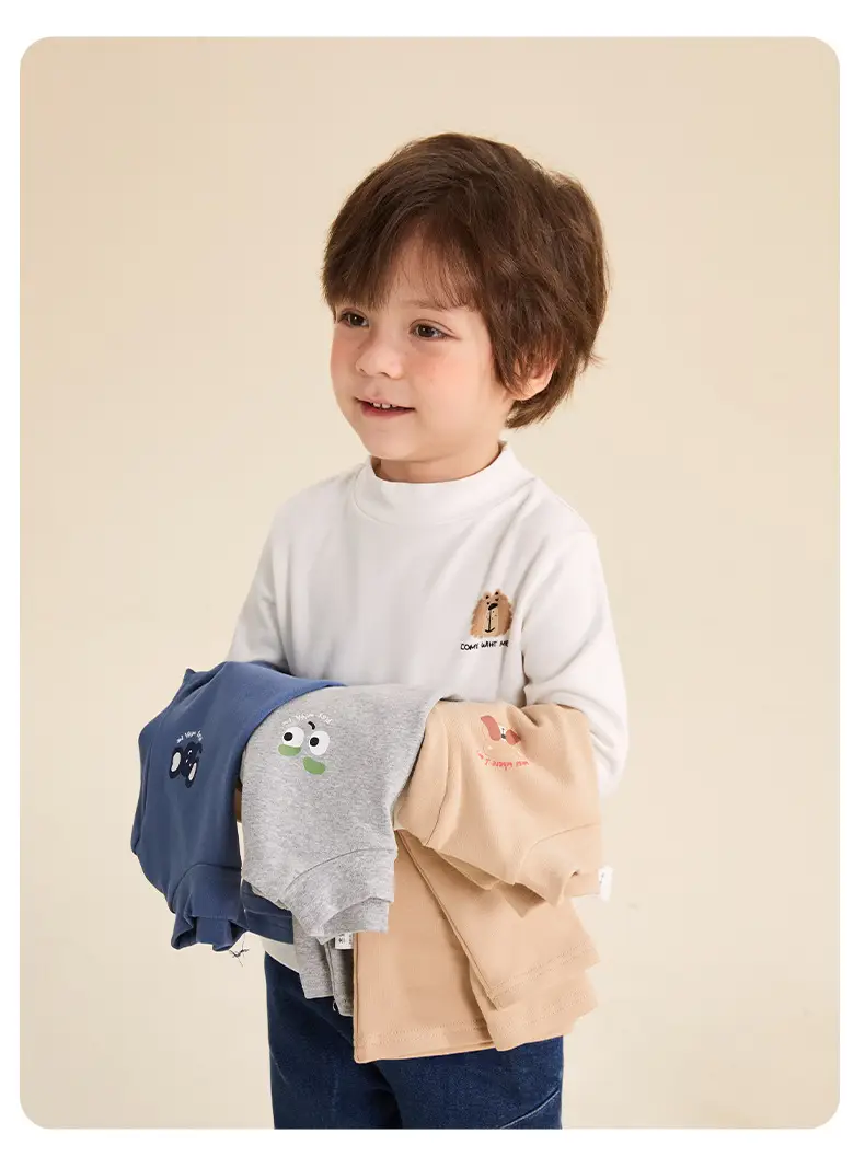 Boys Long Sleeve Grey T-Shirt with Cute Embroidery — feature 12