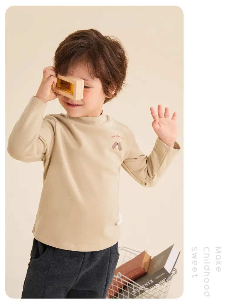 Boys Long Sleeve Grey T-Shirt with Cute Embroidery — feature 16