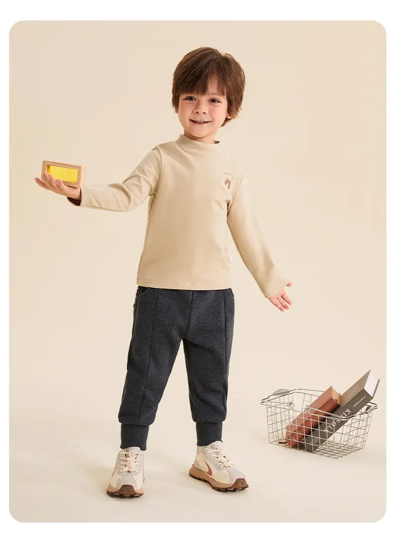 Boys Long Sleeve Grey T-Shirt with Cute Embroidery — feature 17