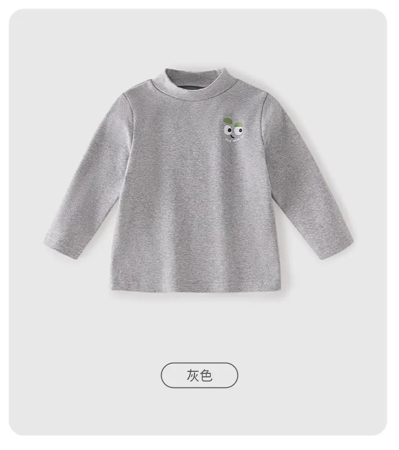Boys Long Sleeve Grey T-Shirt with Cute Embroidery — feature 25