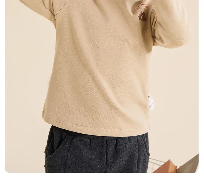 Boys Long Sleeve Grey T-Shirt with Cute Embroidery — feature 4